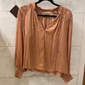Ulla Johnson Pink Tie Ruched Blouse